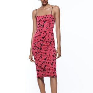 Zara jacquard dress pink and black